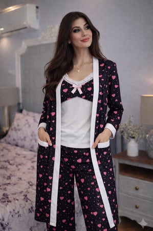 بجامة 4 قطع قطن طبيعي ناعم جداً