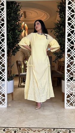 دراعه رمضانية صفراء مطرزة بالفصي