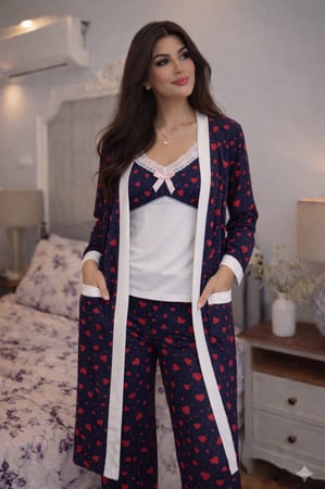 بجامة ٣ قطع قطن طبيعي ناعم جداً