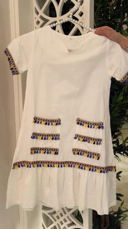 دراعة الطفلة رمضانية لون ابيض تطريز بدوي انيقه ومناسبه للبيت