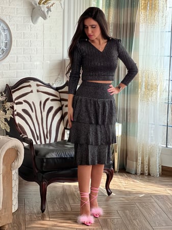 طقم تيور رصاصي استرتش بقليتر