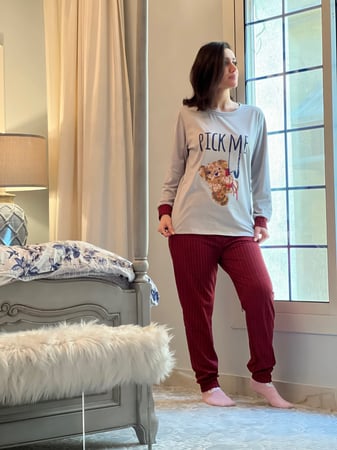 بجامة مخمل شتوية عودي ورصاصي رقم 4