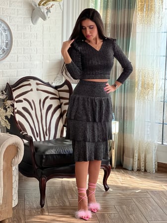 طقم تيور رصاصي استرتش بقليتر