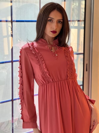 فستان وردي غامق مكسي شيفون رقم 19
