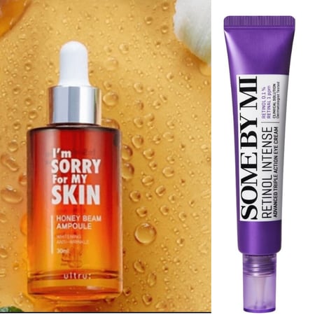 مجموعة العناية بمنطقة حول العين : كريم ريتينول سوم باي مي + امبولات العسل من سوري فور ماي سكين