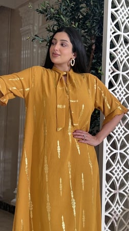 دراعه رمضانية حرير مغسول مكرمش مطرزة بخيوط القصب