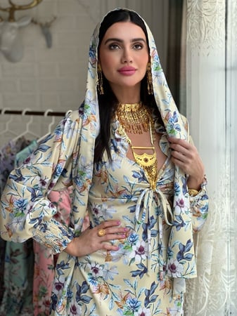 مخور اماراتي اصفر مشجر حرير بيور