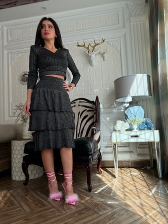 طقم تيور رصاصي استرتش بقليتر