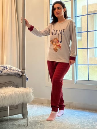 بجامة مخمل شتوية عودي ورصاصي رقم 4