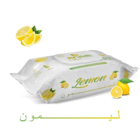 مناديل رنام المبللة برائحة اليمون 120 منديل