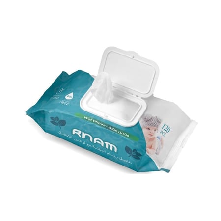مناديل رنام المبللة مع لوشن للأطفال 120 منديل - ازرق