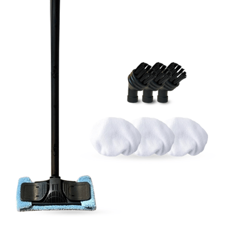 بكج ملحقات جهاز التنظيف بالبخار ( 3 فرش , 3 قطع قماش , ملحق عصا ممسحة الارضيات )