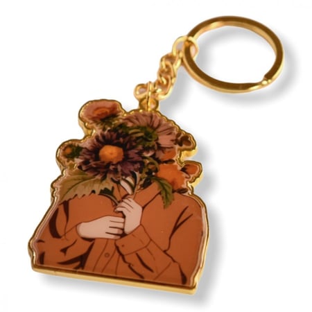 ميدالية مفاتيح المنزل أو السيارة بتصميم امرأة الورد