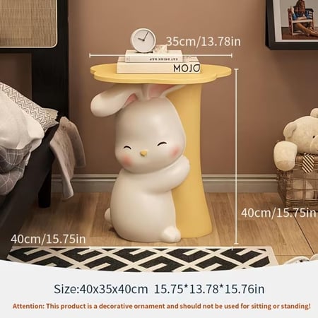 طاولة جانبية بتصميم أرنب من الراتنج بارتفاع 40.01 سم