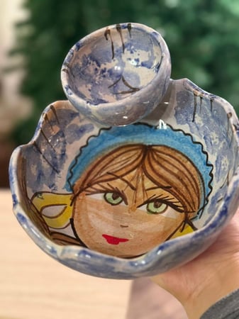 وعاء خزفي برسومات يدوية وعاء للاطعمه والصغير للصوصات