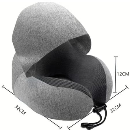 وسادة سفر مغطاة على شكل حرف U، وسادة سفر ميموري فوم، وسادة رأس ورقبة للطائرة، وسادة مكتب محمولة، وسادة نوم للرحلات الطويلة بالسيارة والقطار (قطن رمادي)