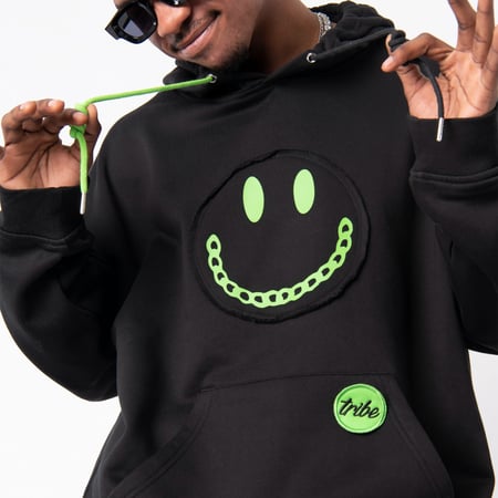 Black Fake Smile Hoodie