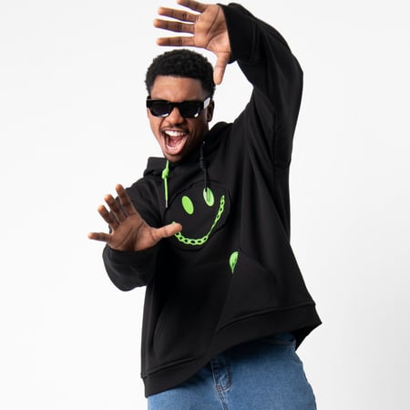 Black Fake Smile Hoodie