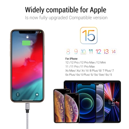 عرض ثلاث اسلك شاحن ايفون 2 متر يدعم الشحن السريع مقاوم للقطع