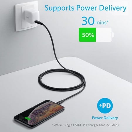 ANKER - كيبل ايفون PD الإصدار الثاني 0,9 متر- أسود - م A8652 ماركة ان