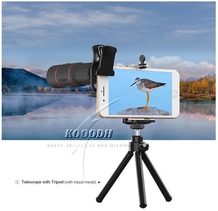 al 18X Clip-On Telephoto Telescope Camera Mobile  عدسات للجوال متعددة المهام