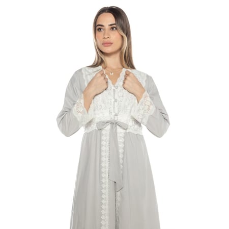 روب نفاس للرضاعة الأفضل برأي الأمهات - روب استقبال الولادة قطن ناعم (قطعتين)