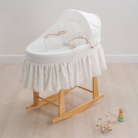 سلة موسى دانتيل مع حامل هزاز خشبي