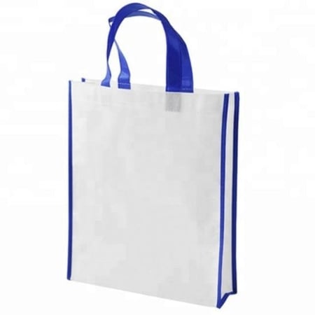 White with blue border Non Woven Gift Bag