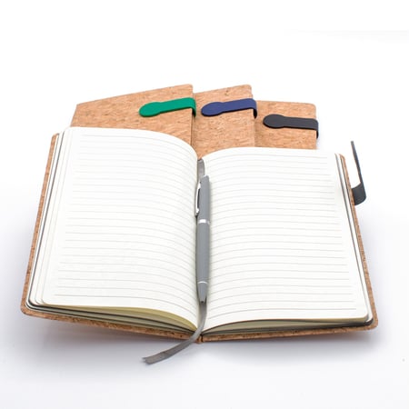 دفتر ملاحظات A5 من الفلين الطبيعي والجلد الصناعي المعاد تدويره