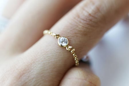 خاتم زركون دائري ذهبي