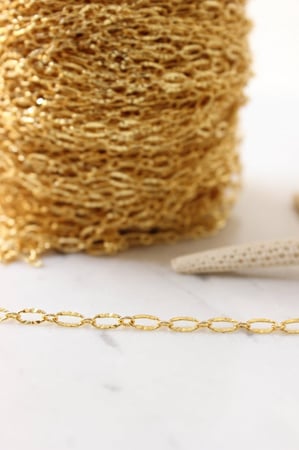 3,5x7mm 24k Shiny Gold Bar Chain, Link Chain