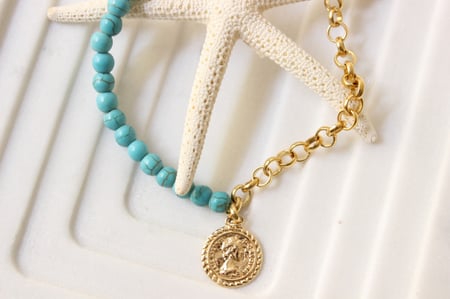 خلخال نص سلسلة نص خرز تركواز