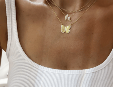 سلسلة حرف زركون مطلي ذهب