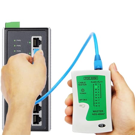 TESTER CABLE 2IN1 فاحص او تستر شبكة وتلفون RJ11/RJ45 كرتون ازراق
