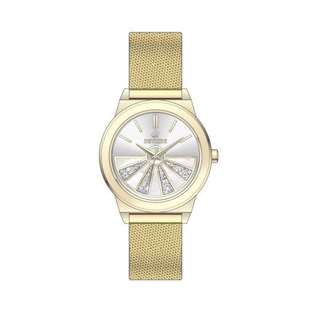 ساعة نسائية ديفوشي شبكي بلون ذهبي