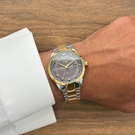 ساعة رجالية انديرا استيل بلون ذهبي و فضي