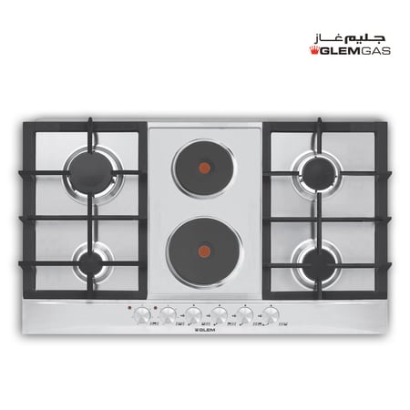 سطح جليم بلت-إن، 86سم، 4عيون غاز&2عين كهرباء، تحكم أمامي