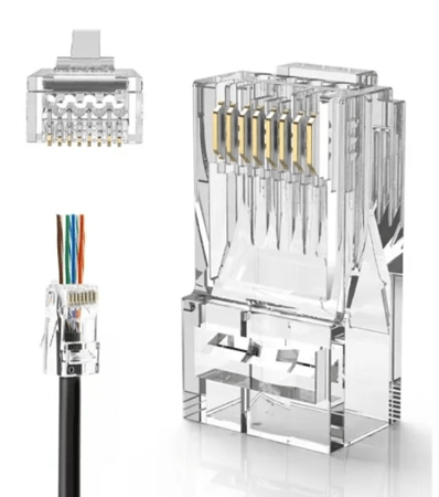 RJ45 Modular Plug UTP CAT6 4U4D 94V-2 BRASS 3PRONGS
