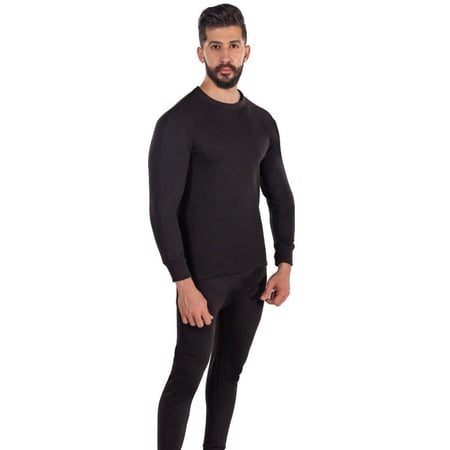 دروش بيجاما رجالي كم طويل أسود - راحة وأناقة كلاسيكية