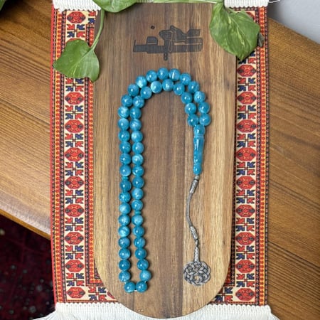 مسباح بكلايت تركوازي مع طربزونة فضة