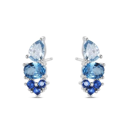 أقراط فضة بأحجار زرقاء متلألئة