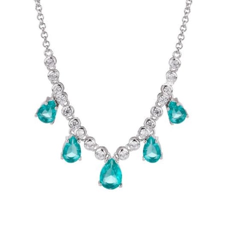 عقد فضة بأحجار أكوامارين دمعة فاخرة