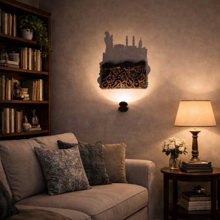 تحفة ظل ( لبيك اللهم لبيك ) مع إضاءة قابلة للشحن