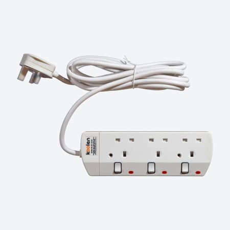 كولن توصيلة كهرباء 3 مخارج، كابل 3 متر، لون أبيض