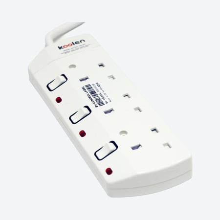 كولن توصيلة كهرباء 3 مخارج، كابل 3 متر، لون أبيض