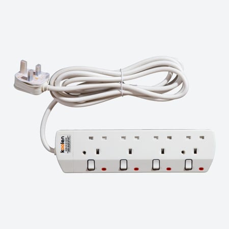 كولن توصيلة كهرباء 4 مخارج، كابل 3 متر، لون أبيض