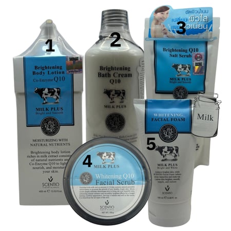 مجموعة متكاملة للعناية بالوجه و الجسم برايت آند وايت ميلك بلس Q10 من س