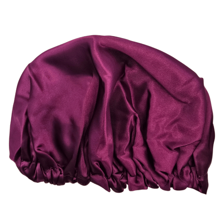 قبعه ساتان حرير مزدوجة الطبقات وجهين من هير سيستم - عنابي وابيض