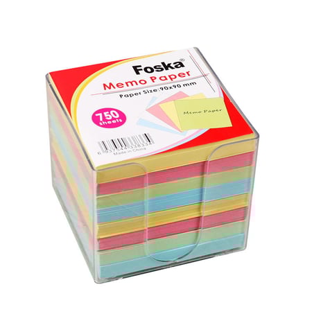 اوراق ملاحظات غير لاصقة ملونة FOSKA مع حافظة - عدد 750 شريحة