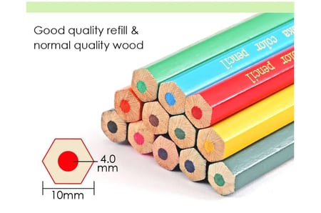 أقلام تلوين خشبية كبيرة ملونة سداسية الشكل FOSKA بطول 7 إنش - عدد 12